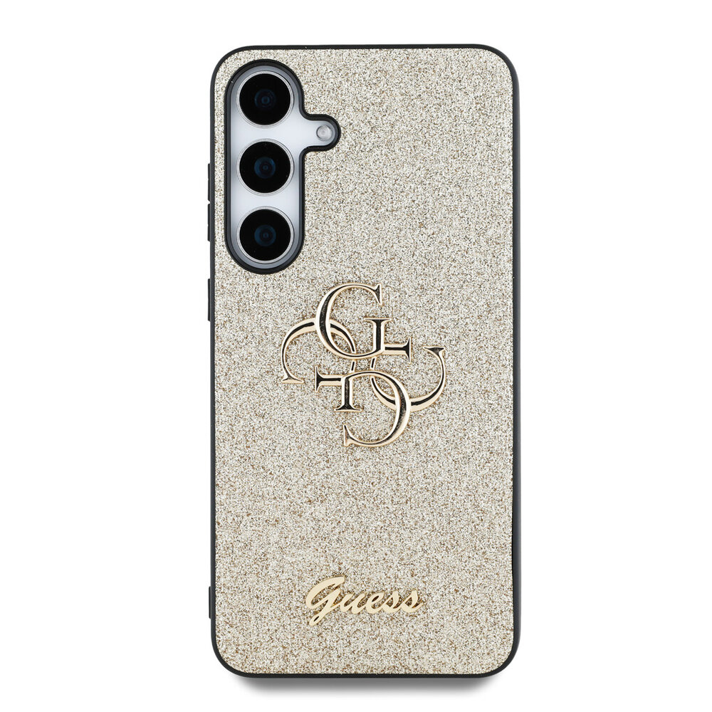 Guess Guess Galaxy S25 Plus Backcover hoesje - PU Fixed Glitter 4G Metal Logo Backcover pro - Goud Guess Guess Galaxy S25 Plus Backcover hoesje - PU Fixed Glitter 4G Metal Logo Backcover pro - Goud