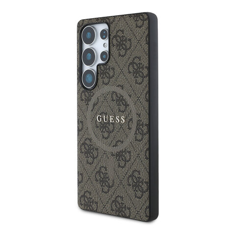 Guess Guess Samsung Galaxy S25 Ultra Back cover case - PU Leather 4G Colored Ring MagSafe Backcover - Brown