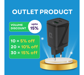 TUNIQ TUNIQ PD 30W GaN Home Charger - Dual Port with USB-C Cable - Black