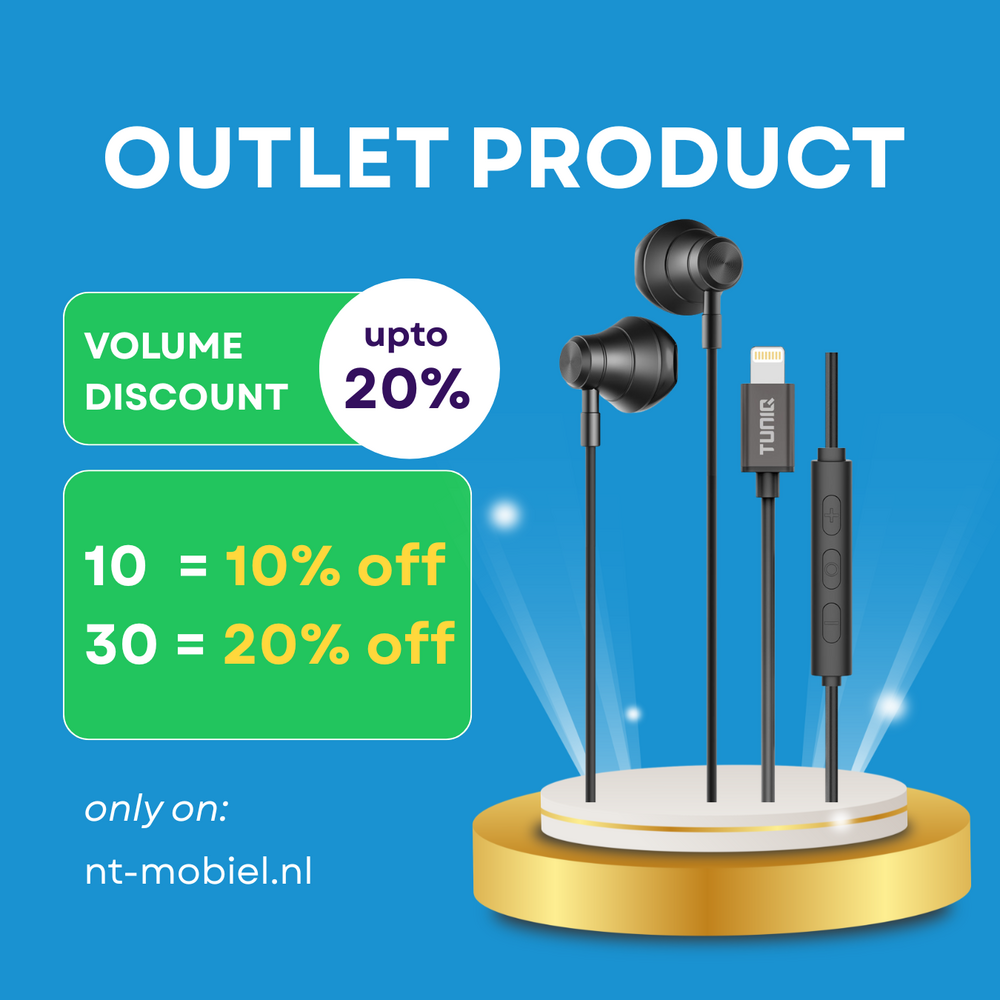 TUNIQ TUNIQ Half-In-Ear Wired Earphones - Lightning plug - Noir TUNIQ TUNIQ Half-In-Ear Wired Earphones - Lightning plug - Noir