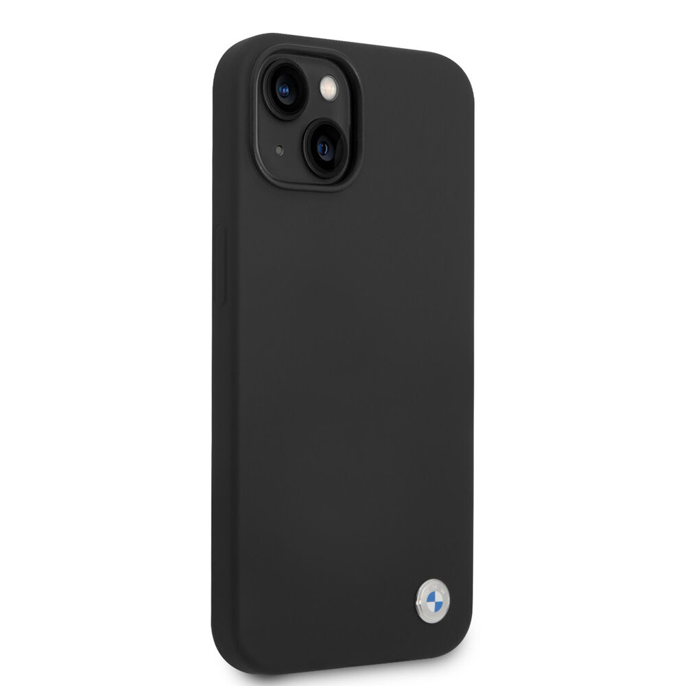 BMW BMW iPhone 14 Back cover coque - Liquid Silicone Case Metal Logo - Noir