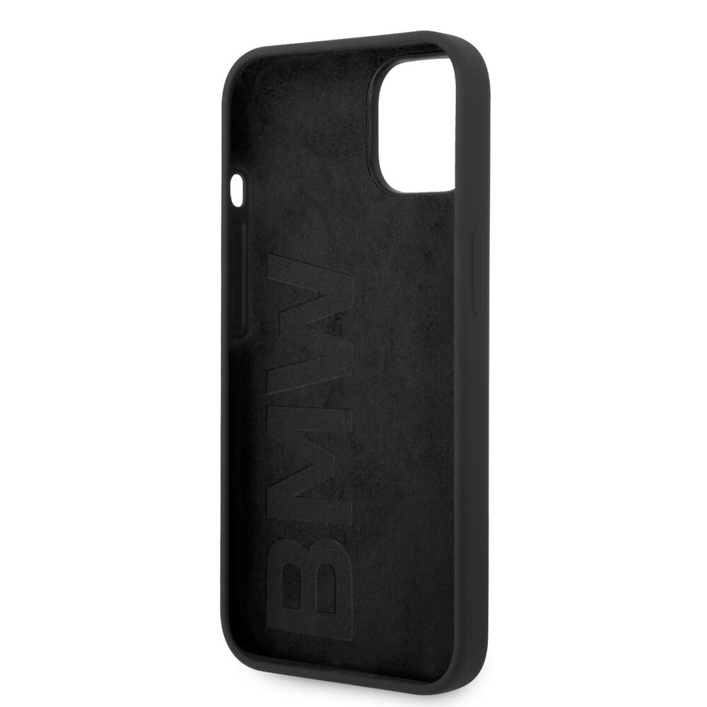 BMW BMW iPhone 14 Back-Cover hul - Liquid Silicone Case Metal Logo - Schwarz