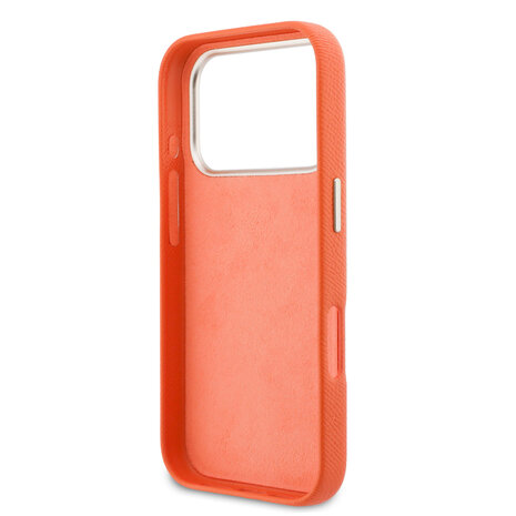 Guess Guess iPhone 17 Pro Back-Cover hul - PU Grained 4G Resin Metal Logo Backcover iPhone 17 Pro - Orange Guess Guess iPhone 17 Pro Back-Cover hul - PU Grained 4G Resin Metal Logo Backcover iPhone 17 Pro - Orange