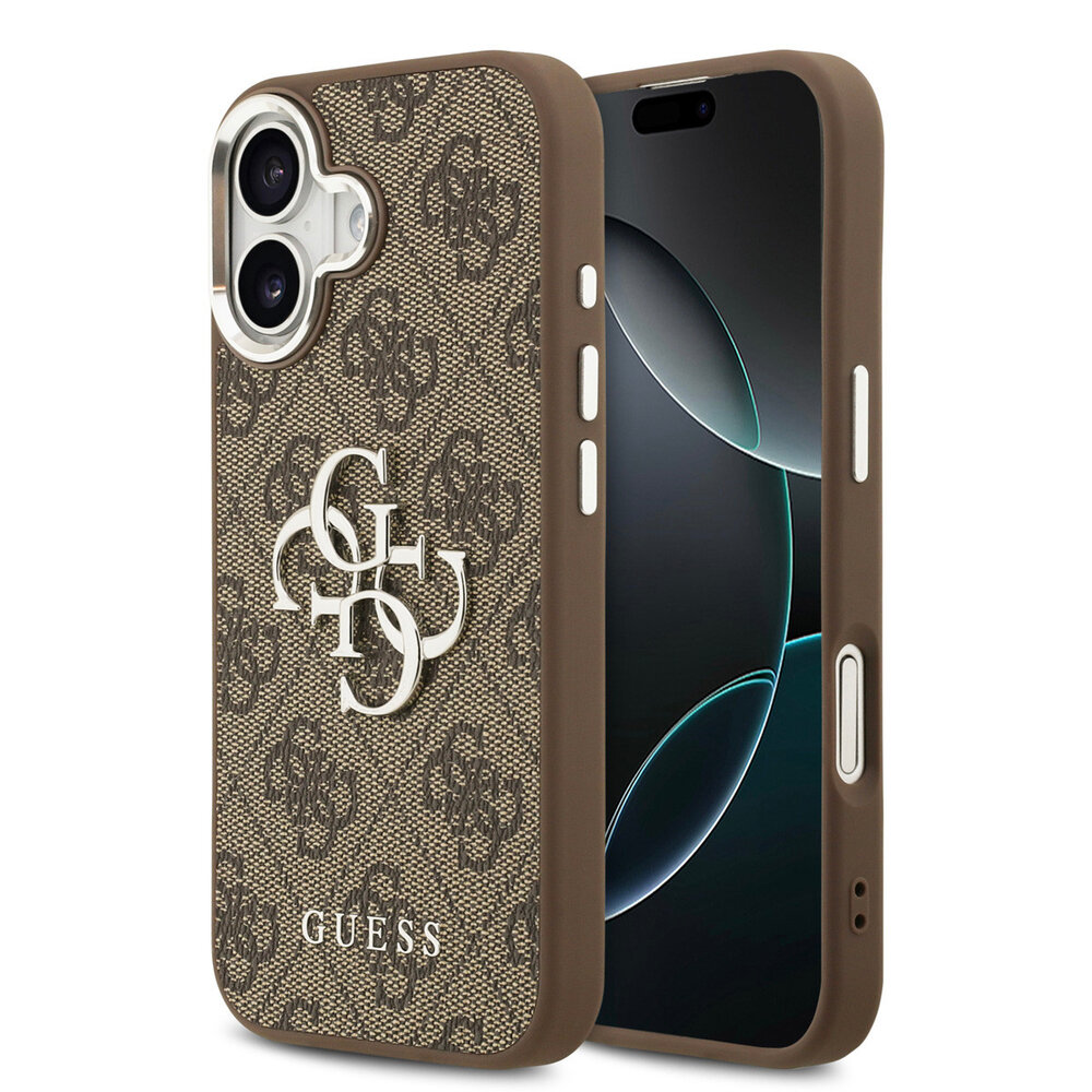 Guess Guess iPhone 17 Back cover case - PU 4G Metal Logo Backcover iPhone 17 - Brown