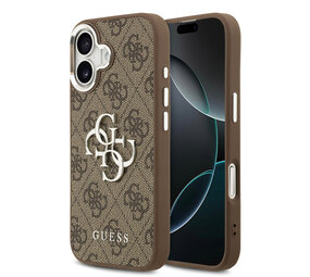 Guess Guess iPhone 17 Back cover coque - PU 4G Metal Logo Backcover iPhone 17 - Marron