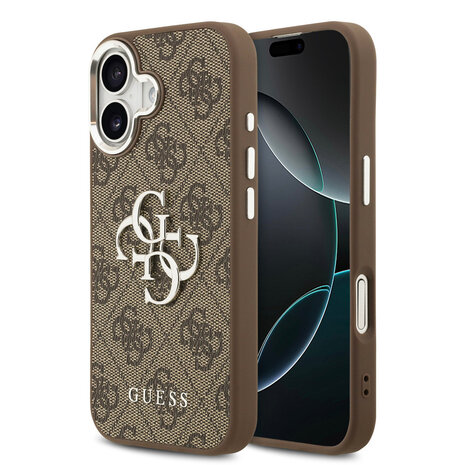 Guess Guess iPhone 17 Back cover case - PU 4G Metal Logo Backcover iPhone 17 - Brown