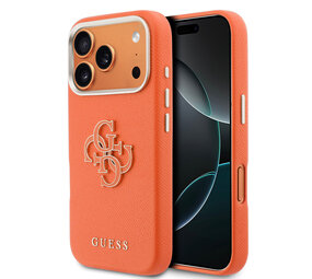 Guess Guess iPhone 17 Pro Max Back cover coque - PU Grained 4G Resin Metal Logo Backcover iPhone 17 Pro Max - Orange