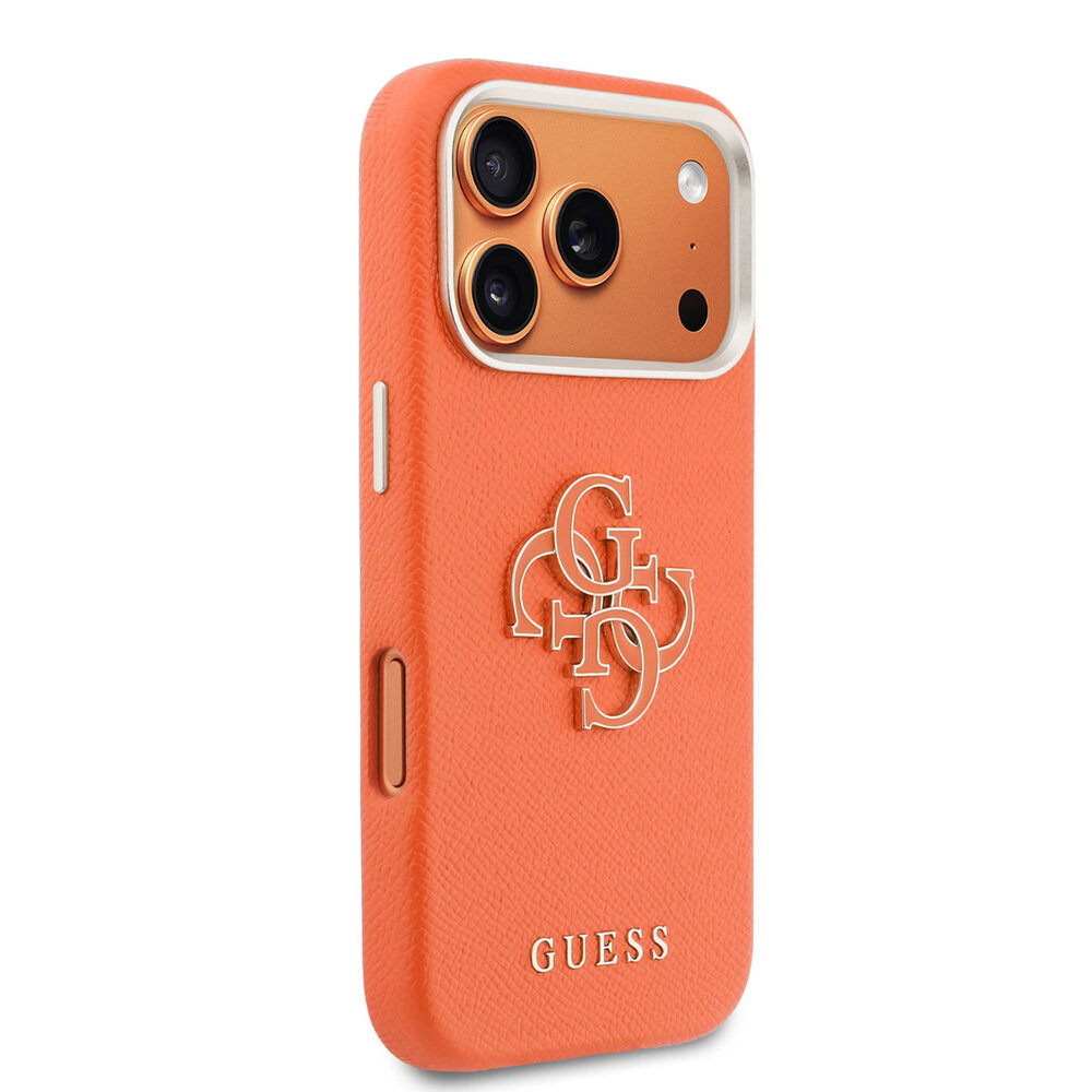 Guess Guess iPhone 17 Pro Max Back cover case - PU Grained 4G Resin Metal Logo Backcover iPhone 17 Pro Max - Orange