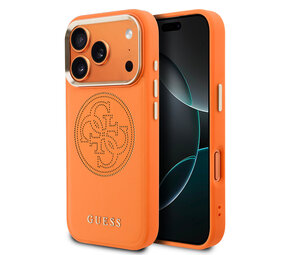 Guess Guess iPhone 17 Pro Backcover hoesje - PU Perforated 4G Logo MagSafe Backcover iPhone 17 Pro - Oranje