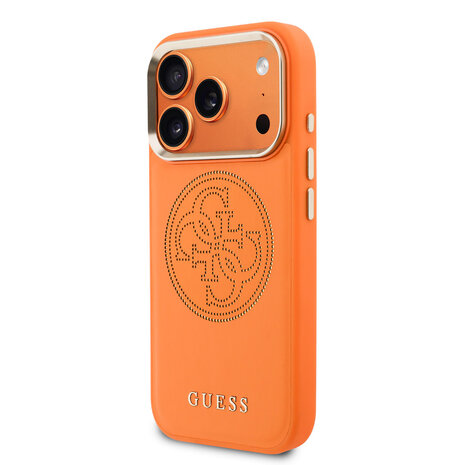 Guess Guess iPhone 17 Pro Back cover case - PU Perforated 4G Logo MagSafe Backcover iPhone 17 Pro - Orange