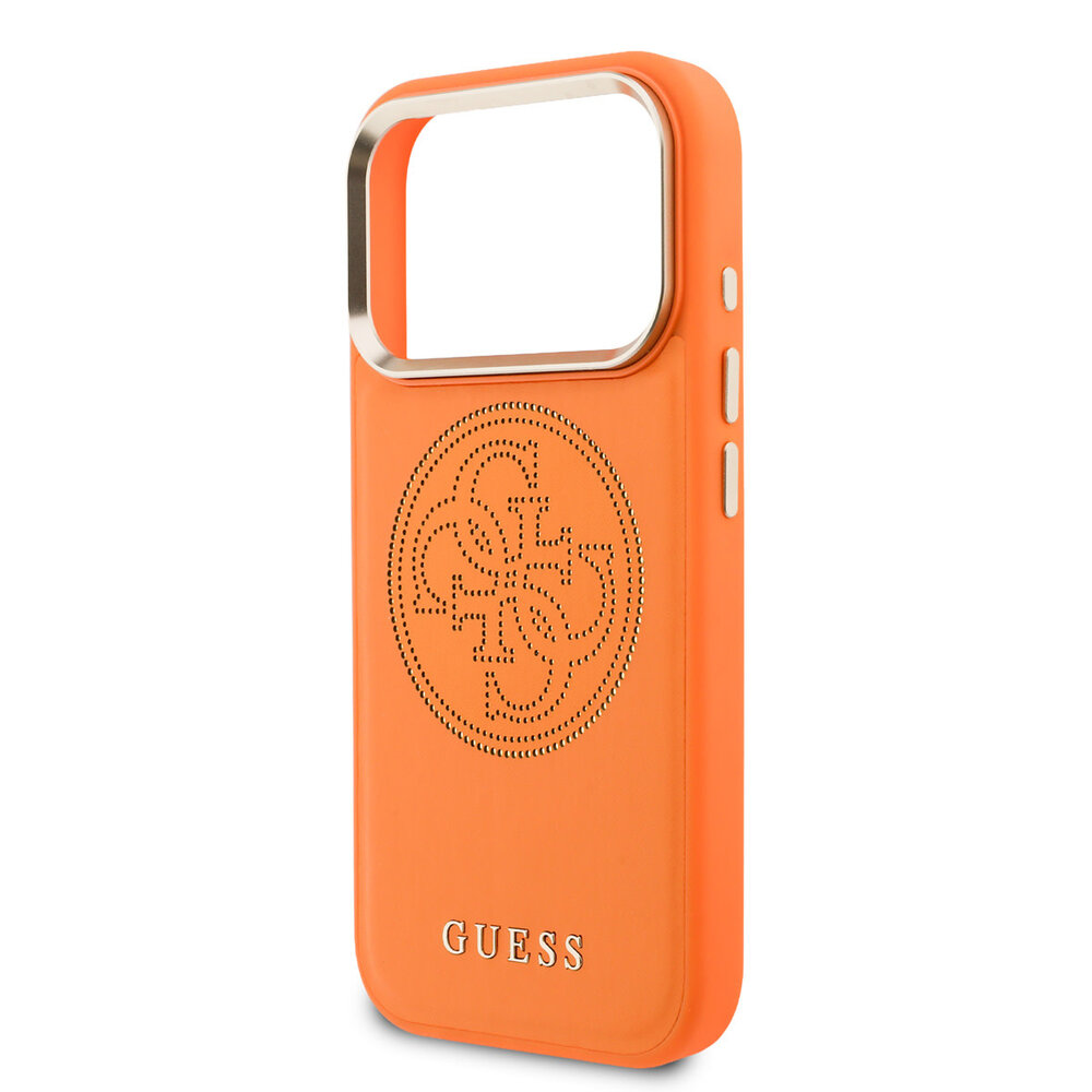 Guess Guess iPhone 17 Pro Back cover coque - PU Perforated 4G Logo MagSafe Backcover iPhone 17 Pro - Orange Guess Guess iPhone 17 Pro Back cover coque - PU Perforated 4G Logo MagSafe Backcover iPhone 17 Pro - Orange