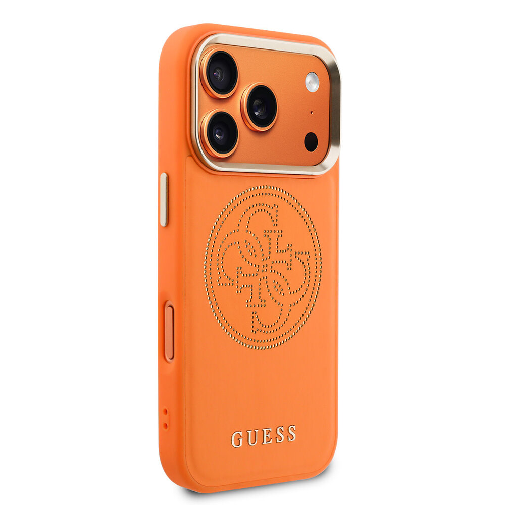 Guess Guess iPhone 17 Pro Back cover coque - PU Perforated 4G Logo MagSafe Backcover iPhone 17 Pro - Orange Guess Guess iPhone 17 Pro Back cover coque - PU Perforated 4G Logo MagSafe Backcover iPhone 17 Pro - Orange