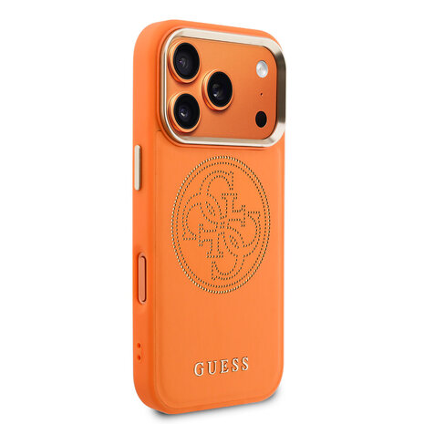 Guess Guess iPhone 17 Pro Back-Cover hul - PU Perforated 4G Logo MagSafe Backcover iPhone 17 Pro - Orange Guess Guess iPhone 17 Pro Back-Cover hul - PU Perforated 4G Logo MagSafe Backcover iPhone 17 Pro - Orange