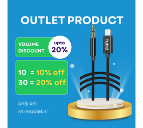 TUNIQ TUNIQ 3.5 Jack to Lightning adapter - 100cm - Zwart TUNIQ TUNIQ 3.5 Jack to Lightning adapter - 100cm - Zwart
