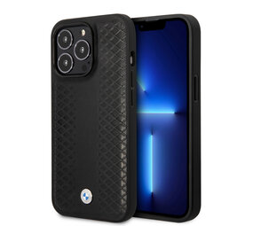 BMW BMW iPhone 14 Pro Max Back cover coque - Leather Case with BMW Signature - Noir
