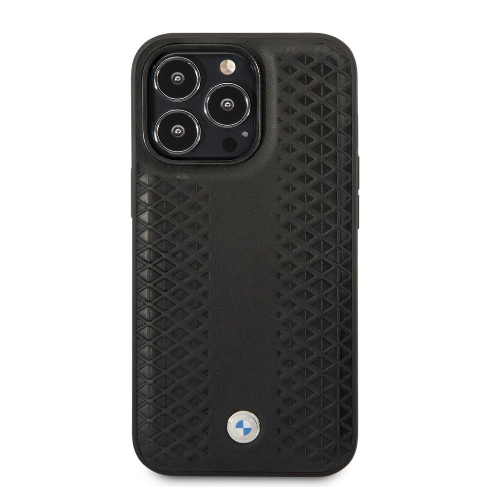BMW BMW iPhone 14 Pro Max Back cover case - Leather Case with BMW Signature - Black