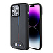 BMW BMW M iPhone 15 Pro Max Back cover case - PU Leather Case with Quilted Tricolor Pattern - Black