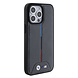 BMW BMW M iPhone 15 Pro Max Back cover case - PU Leather Case with Quilted Tricolor Pattern - Black