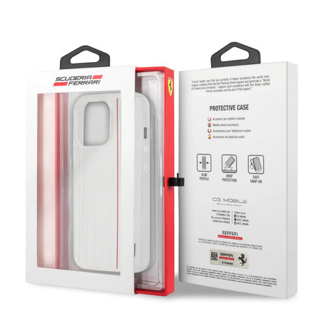 Ferrari Ferrari iPhone 13 Pro Back cover case - Hard Case With Red And White Lines - Transparent