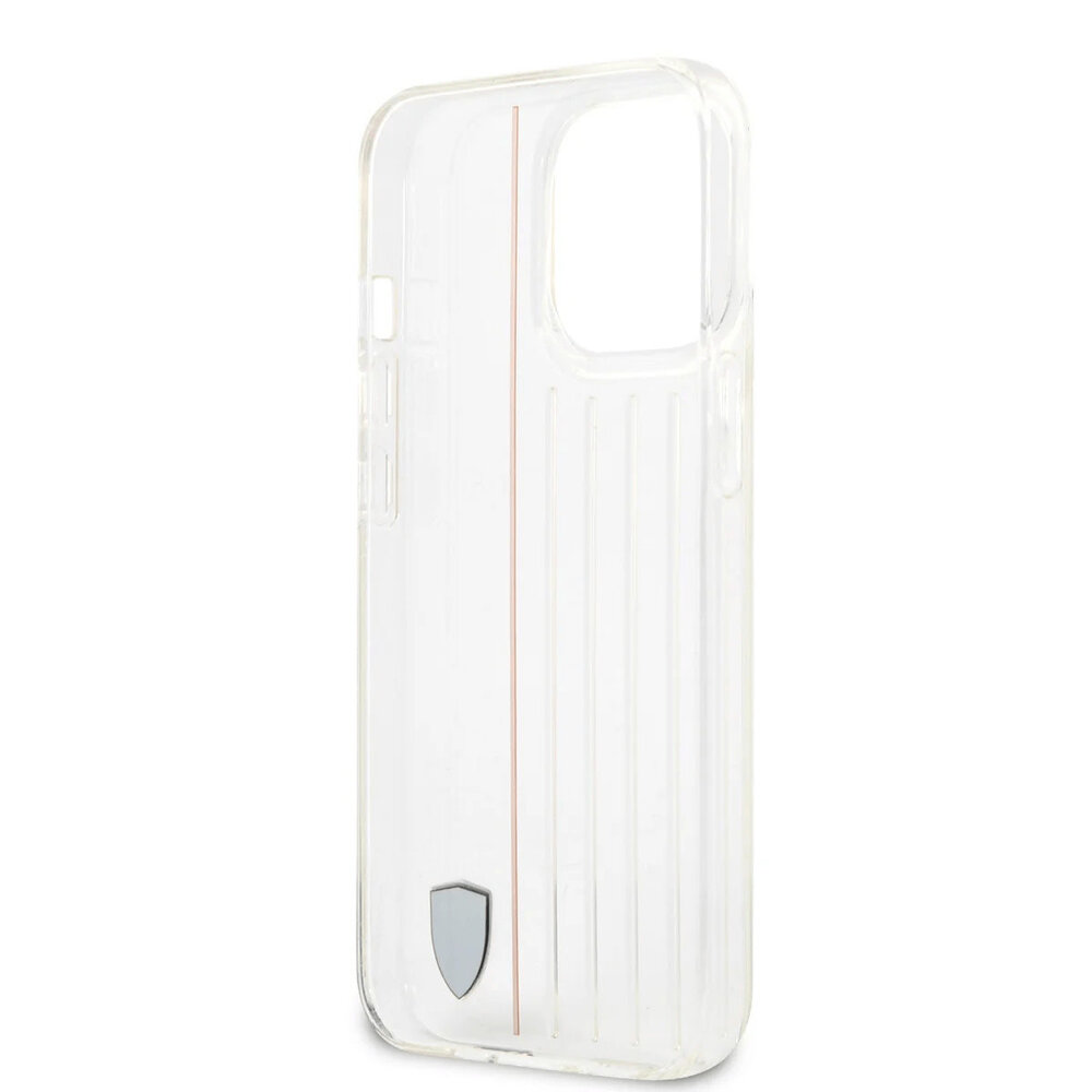 Ferrari Ferrari iPhone 13 Pro Backcover hoesje - Hard Case With Red And White Lines - Transparant Ferrari Ferrari iPhone 13 Pro Backcover hoesje - Hard Case With Red And White Lines - Transparant