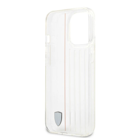 Ferrari Ferrari iPhone 13 Pro Backcover hoesje - Hard Case With Red And White Lines - Transparant Ferrari Ferrari iPhone 13 Pro Backcover hoesje - Hard Case With Red And White Lines - Transparant