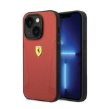 Ferrari Ferrari iPhone 14 Back cover case - Leather Case With Hot Stamped Sides And Yellow Shield Logo - Red Ferrari Ferrari iPhone 14 Back cover case - Leather Case With Hot Stamped Sides And Yellow Shield Logo - Red