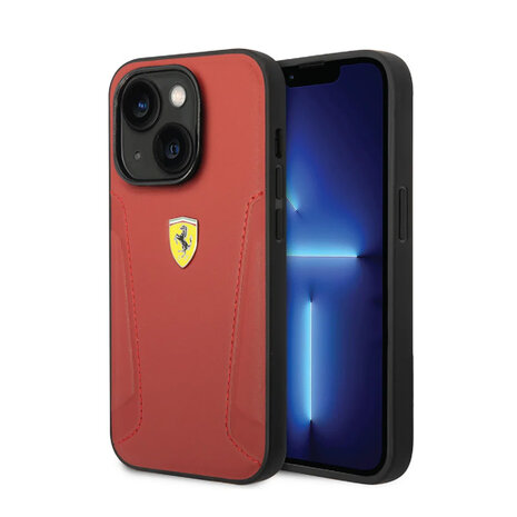 Ferrari Ferrari iPhone 14 Back cover coque - Leather Case With Hot Stamped Sides And Yellow Shield Logo - Rouge Ferrari Ferrari iPhone 14 Back cover coque - Leather Case With Hot Stamped Sides And Yellow Shield Logo - Rouge