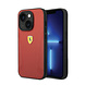 Ferrari Ferrari iPhone 14 Back cover case - Leather Case With Hot Stamped Sides And Yellow Shield Logo - Red