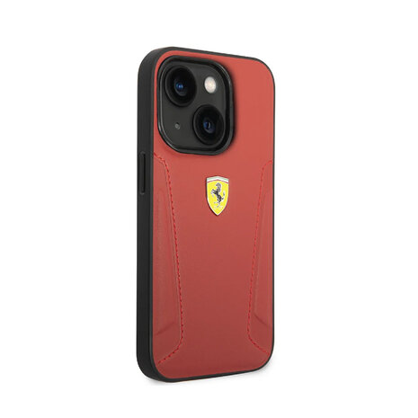 Ferrari Ferrari iPhone 14 Back-Cover hul - Leather Case With Hot Stamped Sides And Yellow Shield Logo - Rot Ferrari Ferrari iPhone 14 Back-Cover hul - Leather Case With Hot Stamped Sides And Yellow Shield Logo - Rot