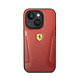 Ferrari Ferrari iPhone 14 Back cover case - Leather Case With Hot Stamped Sides And Yellow Shield Logo - Red