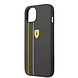Ferrari Ferrari iPhone 13 Back cover case - Genuine Leather Hard Case With Debossed Stripes - Black