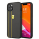 Ferrari Ferrari iPhone 13 Back cover case - Genuine Leather Hard Case With Debossed Stripes - Black