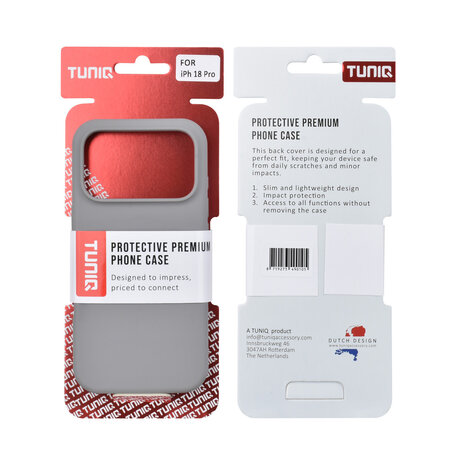 TUNIQ TUNIQ iPhone 18 Pro Backcover hoesje - Silicon case - Grijs