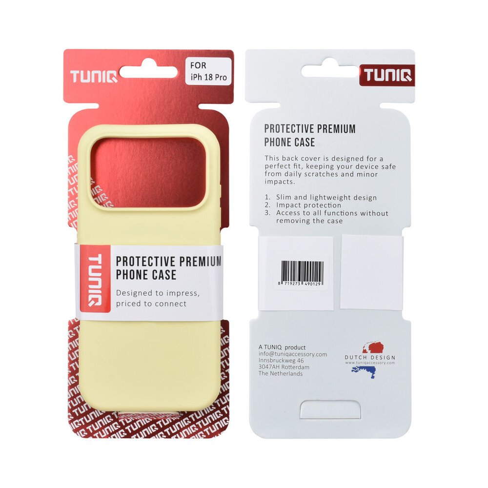 TUNIQ TUNIQ iPhone 18 Pro Backcover hoesje - Silicon case - Geel