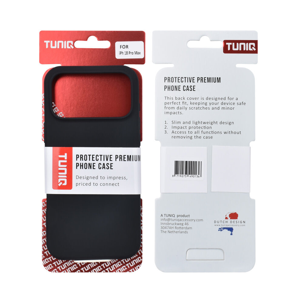 TUNIQ TUNIQ iPhone 18 Pro Max Back cover case - Silicon case - Black TUNIQ TUNIQ iPhone 18 Pro Max Back cover case - Silicon case - Black