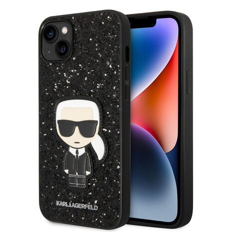 Karl Lagerfeld Karl Lagerfeld iPhone 14 Plus Backcover hoesje - Glitter Flakes Ikonik hard case - Zwart Karl Lagerfeld Karl Lagerfeld iPhone 14 Plus Backcover hoesje - Glitter Flakes Ikonik hard case - Zwart