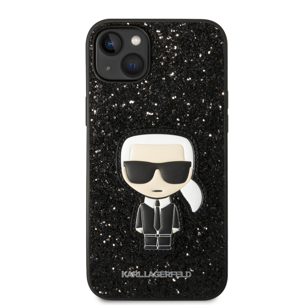 Karl Lagerfeld Karl Lagerfeld iPhone 14 Plus Backcover hoesje - Glitter Flakes Ikonik hard case - Zwart Karl Lagerfeld Karl Lagerfeld iPhone 14 Plus Backcover hoesje - Glitter Flakes Ikonik hard case - Zwart