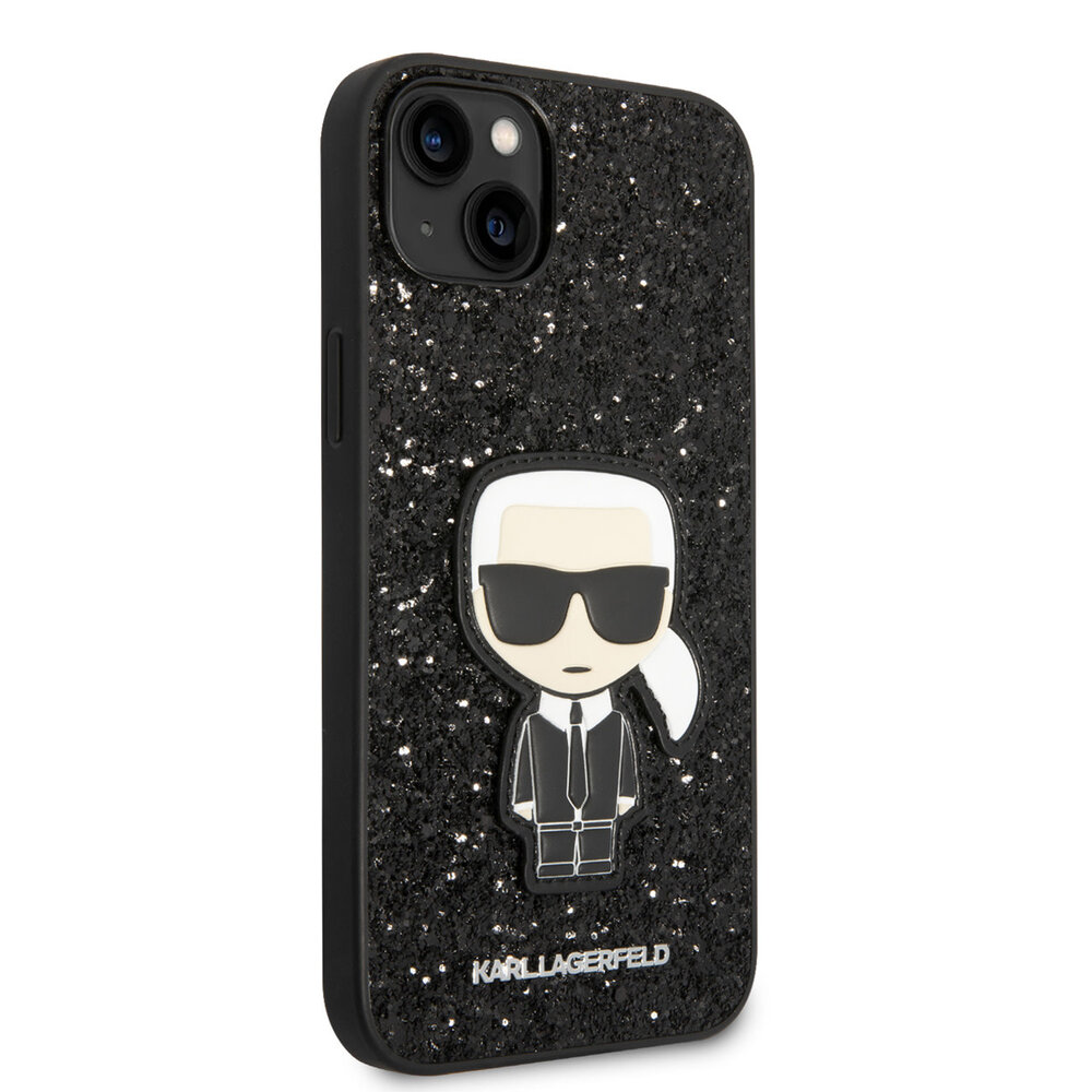 Karl Lagerfeld Karl Lagerfeld iPhone 14 Plus Backcover hoesje - Glitter Flakes Ikonik hard case - Zwart Karl Lagerfeld Karl Lagerfeld iPhone 14 Plus Backcover hoesje - Glitter Flakes Ikonik hard case - Zwart
