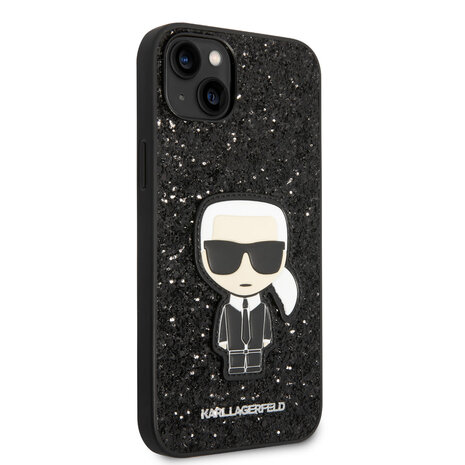 Karl Lagerfeld Karl Lagerfeld iPhone 14 Plus Backcover hoesje - Glitter Flakes Ikonik hard case - Zwart Karl Lagerfeld Karl Lagerfeld iPhone 14 Plus Backcover hoesje - Glitter Flakes Ikonik hard case - Zwart