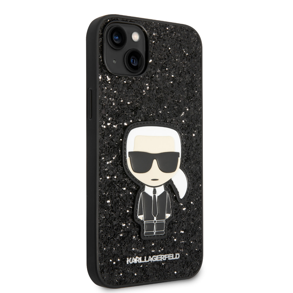 Karl Lagerfeld Karl Lagerfeld iPhone 14 Plus Backcover hoesje - Glitter Flakes Ikonik hard case - Zwart, foto 4 van 6