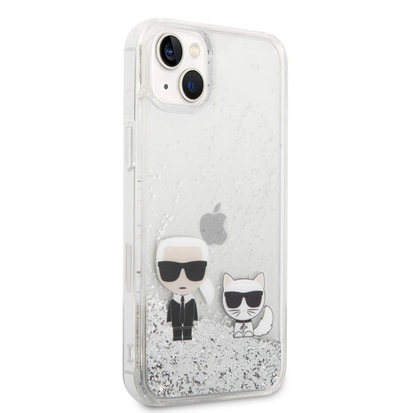 Karl Lagerfeld Karl Lagerfeld iPhone 14 Plus Backcover hoesje - Liquid Glitter Case Karl & Choupette - Transparant Karl Lagerfeld Karl Lagerfeld iPhone 14 Plus Backcover hoesje - Liquid Glitter Case Karl & Choupette - Transparant