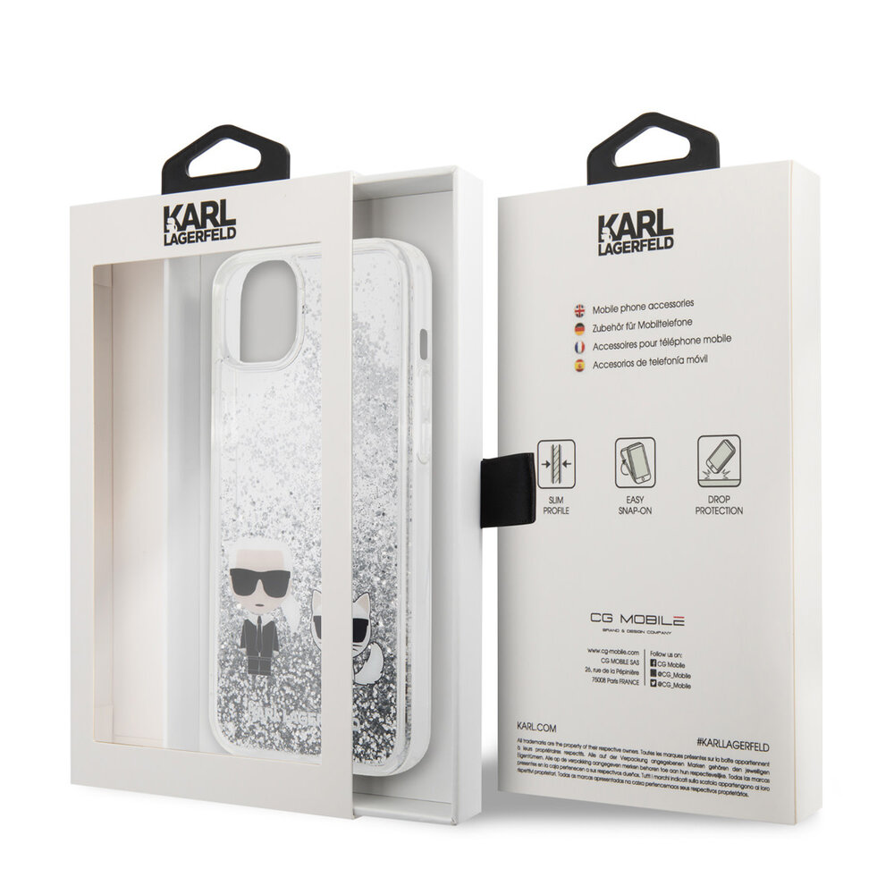 Karl Lagerfeld Karl Lagerfeld iPhone 14 Plus Backcover hoesje - Liquid Glitter Case Karl & Choupette - Transparant Karl Lagerfeld Karl Lagerfeld iPhone 14 Plus Backcover hoesje - Liquid Glitter Case Karl & Choupette - Transparant