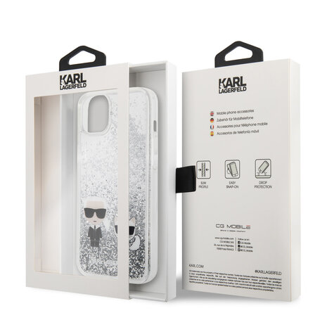 Karl Lagerfeld Karl Lagerfeld iPhone 14 Plus Backcover hoesje - Liquid Glitter Case Karl & Choupette - Transparant Karl Lagerfeld Karl Lagerfeld iPhone 14 Plus Backcover hoesje - Liquid Glitter Case Karl & Choupette - Transparant