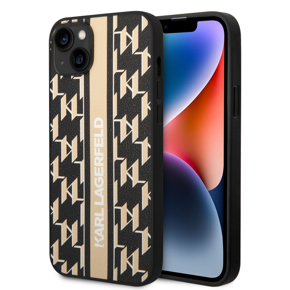 Karl Lagerfeld Karl Lagerfeld iPhone 14 Plus Backcover hoesje - Hard Case Brown Monogram Stripe - Bruin Karl Lagerfeld Karl Lagerfeld iPhone 14 Plus Backcover hoesje - Hard Case Brown Monogram Stripe - Bruin