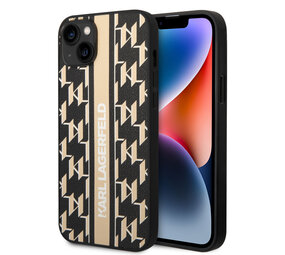 Karl Lagerfeld Karl Lagerfeld iPhone 14 Plus Backcover hoesje - Hard Case Brown Monogram Stripe - Bruin Karl Lagerfeld Karl Lagerfeld iPhone 14 Plus Backcover hoesje - Hard Case Brown Monogram Stripe - Bruin