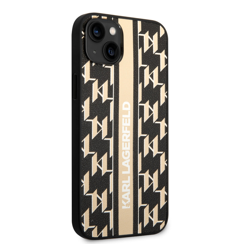 Karl Lagerfeld Karl Lagerfeld iPhone 14 Plus Backcover hoesje - Hard Case Brown Monogram Stripe - Bruin Karl Lagerfeld Karl Lagerfeld iPhone 14 Plus Backcover hoesje - Hard Case Brown Monogram Stripe - Bruin