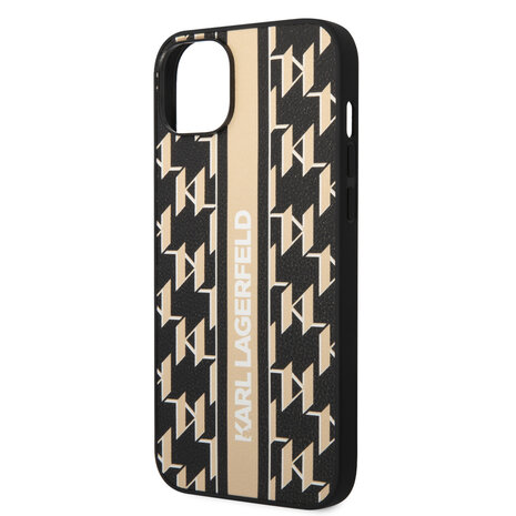 Karl Lagerfeld Karl Lagerfeld iPhone 14 Plus Backcover hoesje - Hard Case Brown Monogram Stripe - Bruin Karl Lagerfeld Karl Lagerfeld iPhone 14 Plus Backcover hoesje - Hard Case Brown Monogram Stripe - Bruin