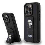 Karl Lagerfeld Karl Lagerfeld iPhone 15 Pro Back cover case - Saffiano Leather Grip Case with Karl Logo - Black