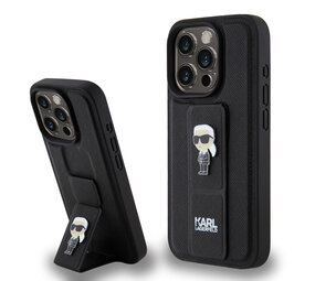 Karl Lagerfeld Karl Lagerfeld iPhone 15 Pro Back cover case - Saffiano Leather Grip Case with Karl Logo - Black Karl Lagerfeld Karl Lagerfeld iPhone 15 Pro Back cover case - Saffiano Leather Grip Case with Karl Logo - Black