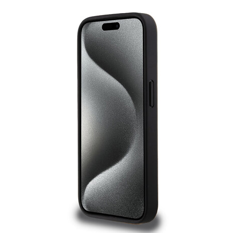 Karl Lagerfeld Karl Lagerfeld iPhone 15 Pro Back cover case - Saffiano Leather Grip Case with Karl Logo - Black